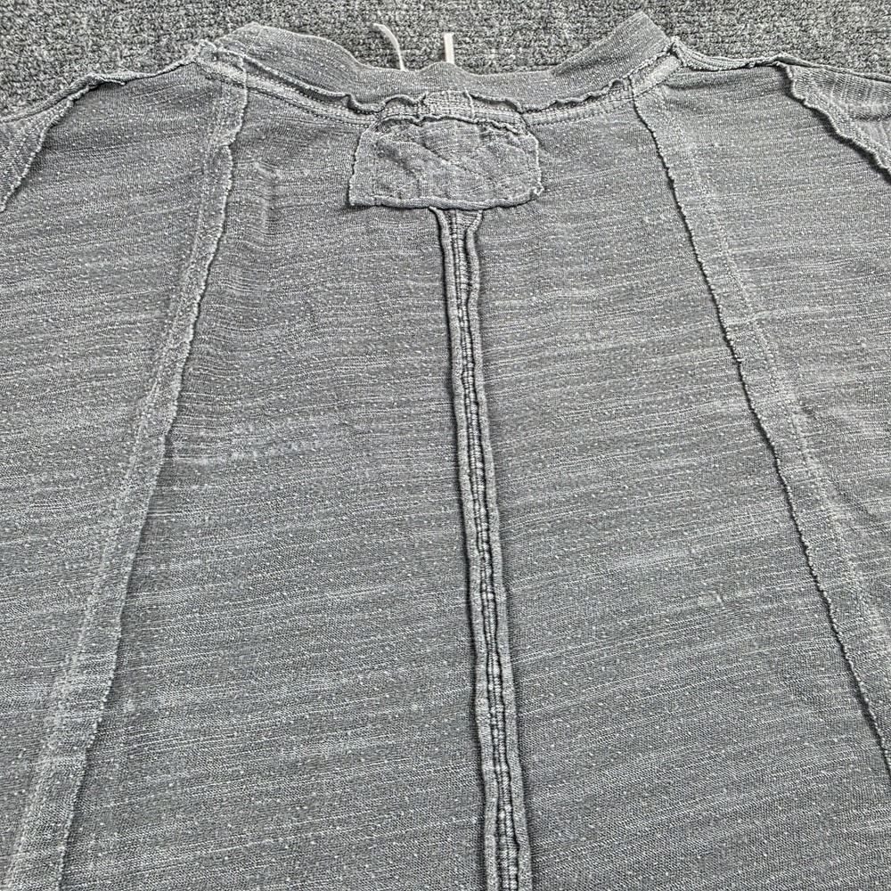 We The Free People Top Small Distressed Gray Long Tunic Grunge Thumb Holes - Picture 5 of 13